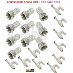 Kit Conector Rosca P/ Cabo Rg 59 + Fixa Cabo