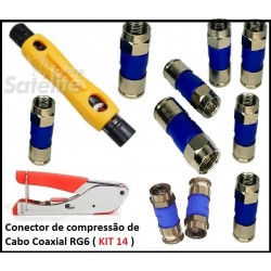 Alicate de compressão, Decapador, conector compressão  RG6 ( KIT 14 )