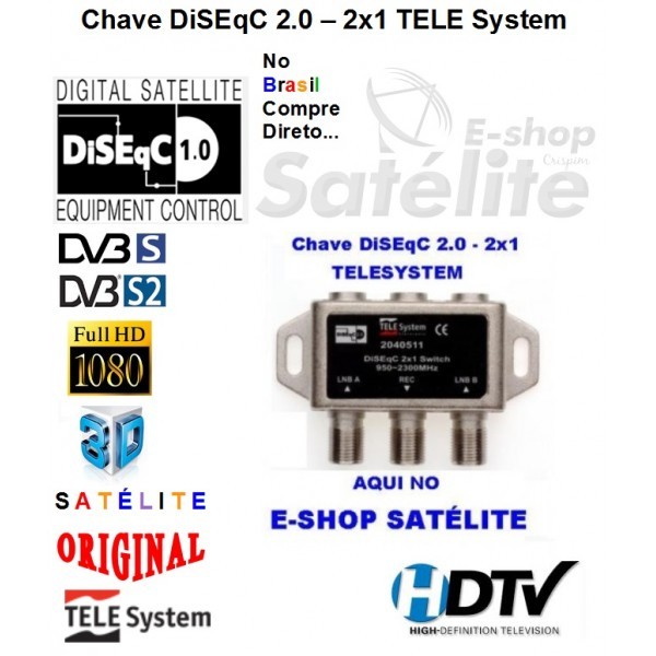 CHAVE DiSEqC 1.0 2x1 TELESYSTEM - E-shop Satélite