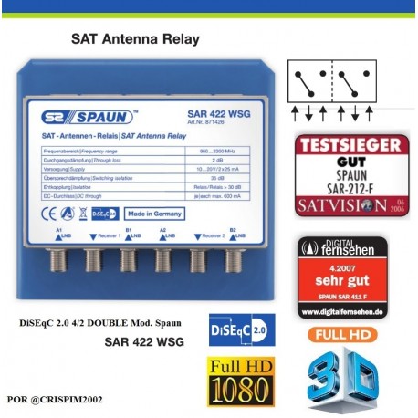 CHAVE DISEQC 2.0 4/2 DOUBLE SPAUN - MOD. SAR 422 WSG