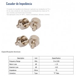 Casador terminal de Impedância 75 ohms