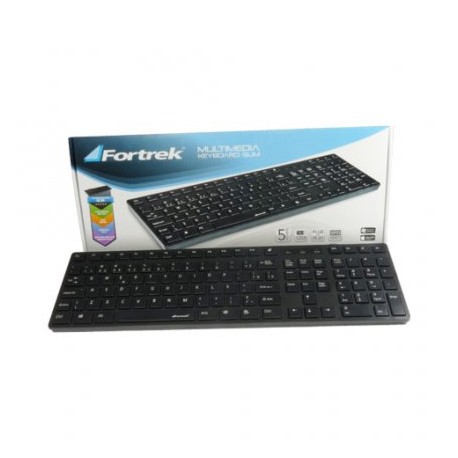 Teclado Multimídia Slim USB MK601 Preto FORTREK