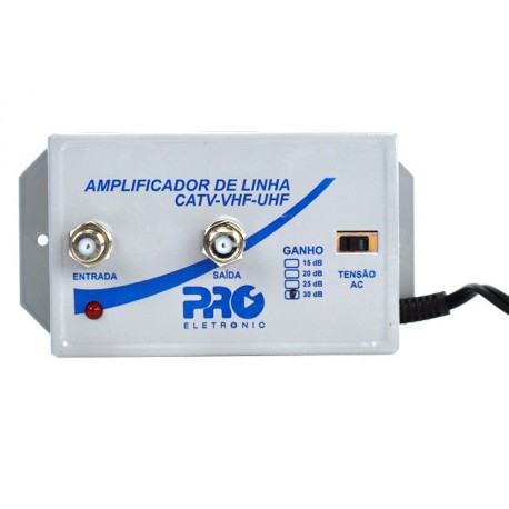 Amplificador de linha 30dB PQAP-3000 UHF/VHF   PROELETRONIC