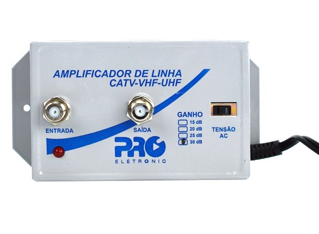 Amplificador de Linha 30 DBI para Antena Externa de TV com 1